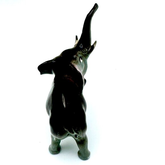 Vintage Hagen Renaker Ceramic Elephant Figurine Hand-Painted 3" Tall Gray & Pink - Picture 4 of 8